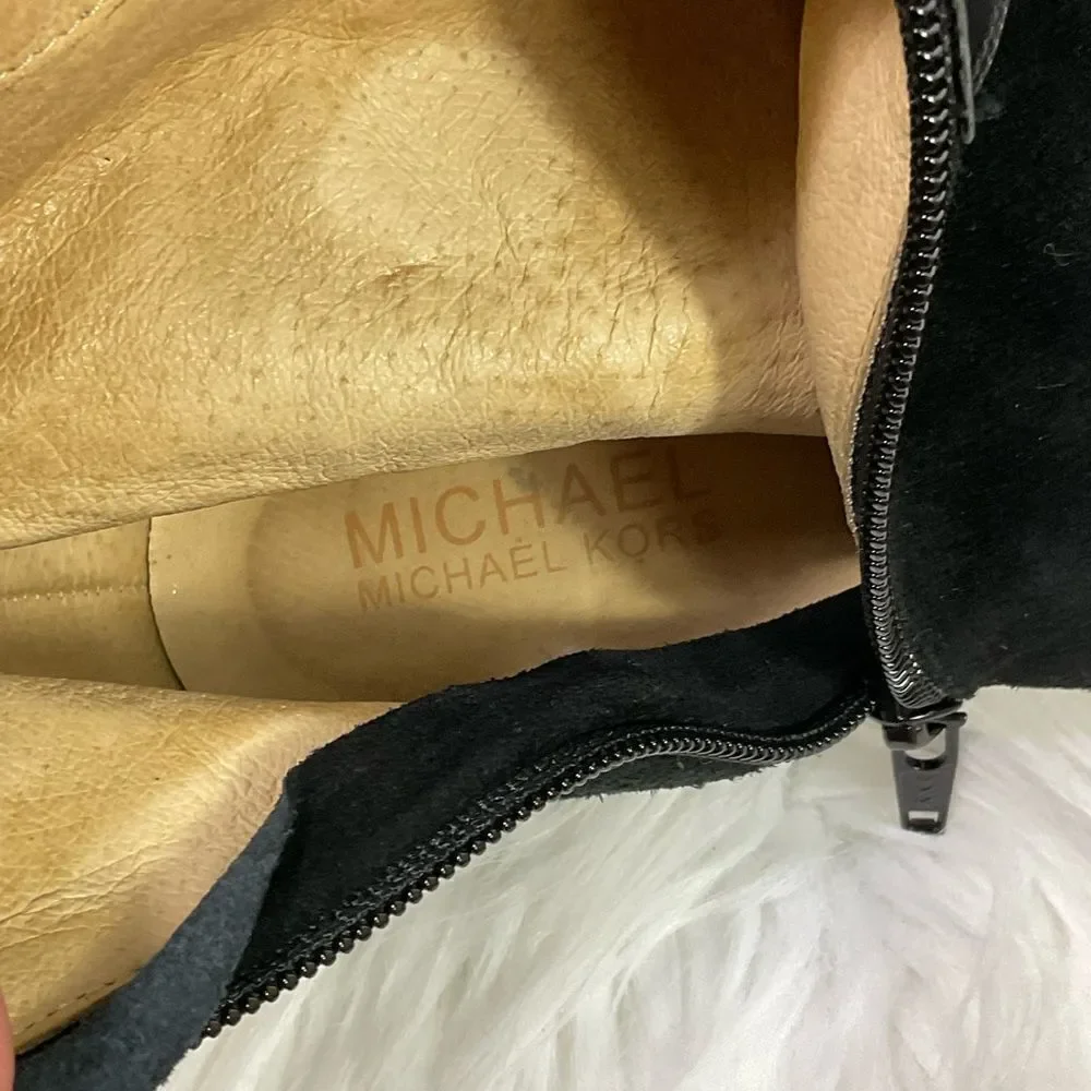 MICHEL KORS Alexandra knee high boots heels suede leather black 8M